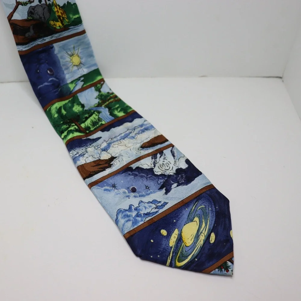 Eagles Wings Nature Space Tie OS Blue Mens Gorpcore Outer Space